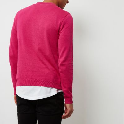 Bright pink flamingo print jumper
